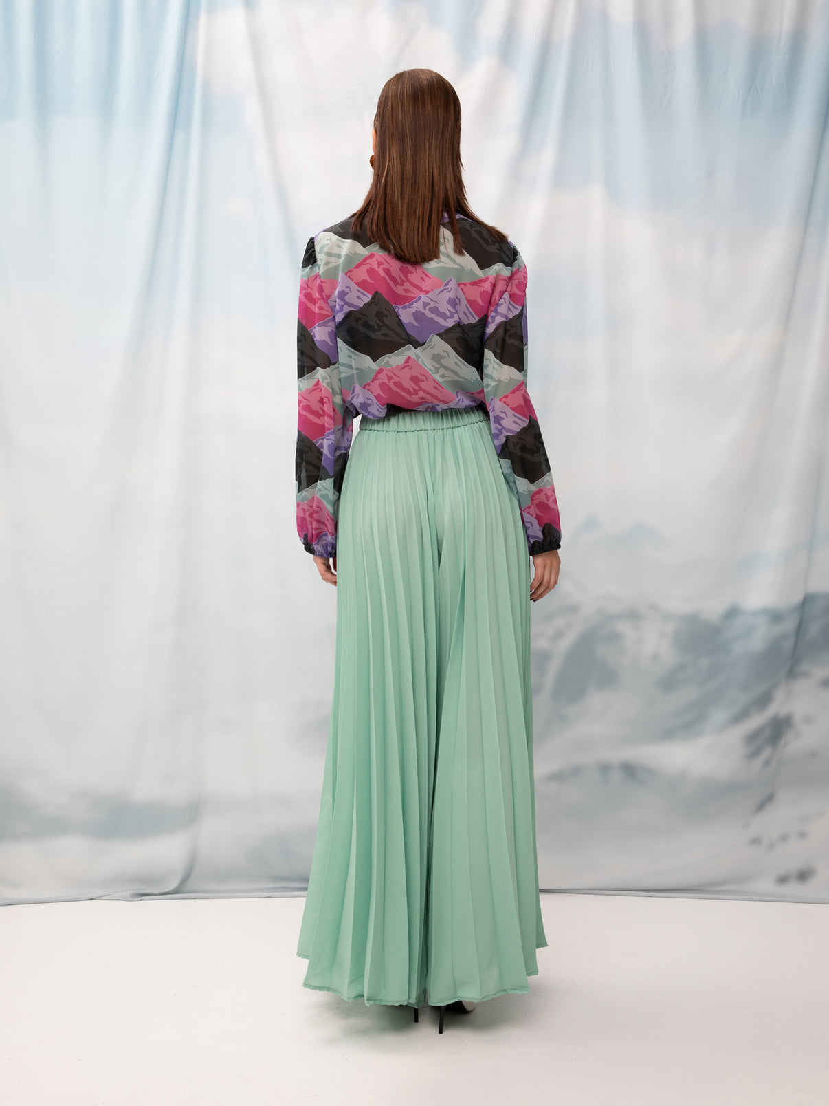 FULLY-PLEATED PANTS TEAL