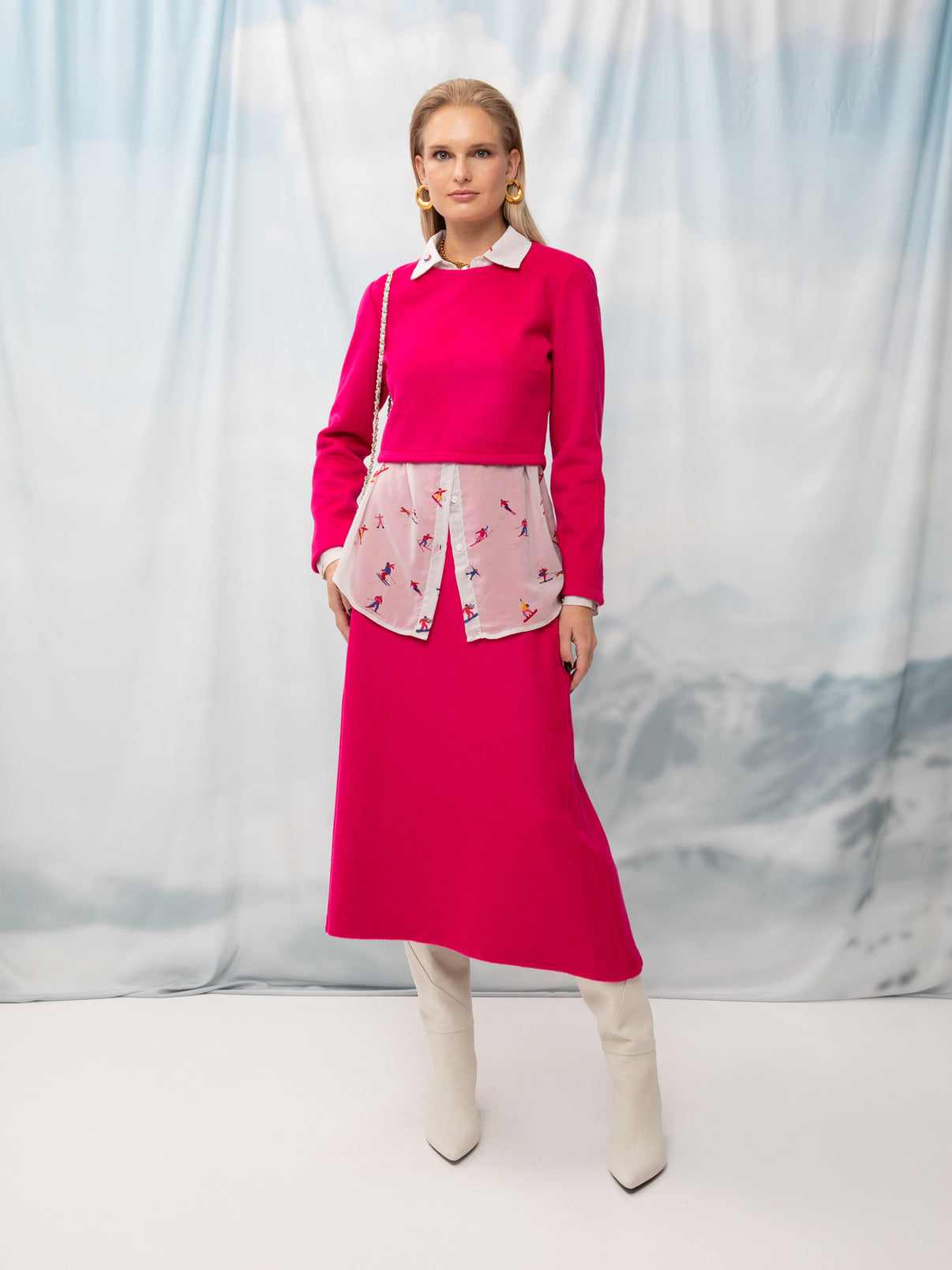 A-LINE MIDI SKIRT FUCHSIA