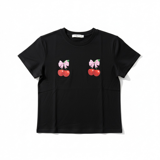 Cherry Bow T-Shirt – Black
