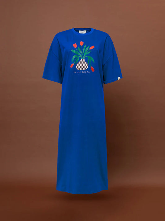 WE__ARE OVERSIZED MAXI T-SHIRT-DRESS - ROYAL BLUE