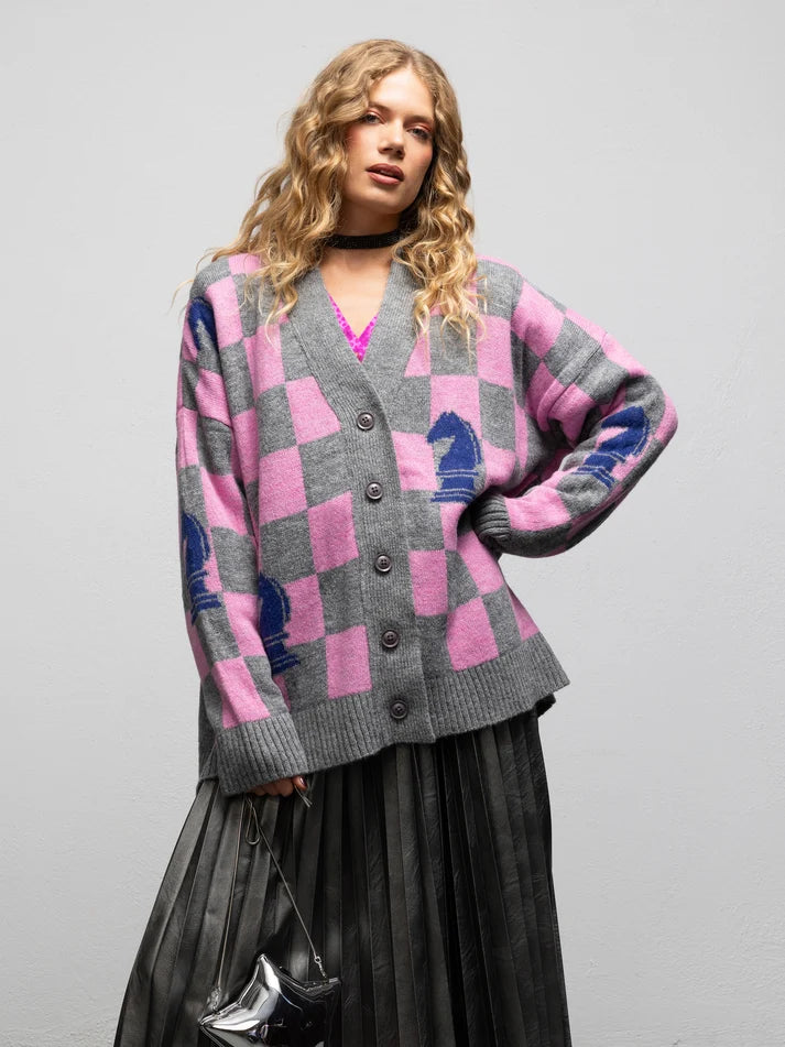 WE__ARE PALOMA KNIT CARDIGAN - CHESS PINK