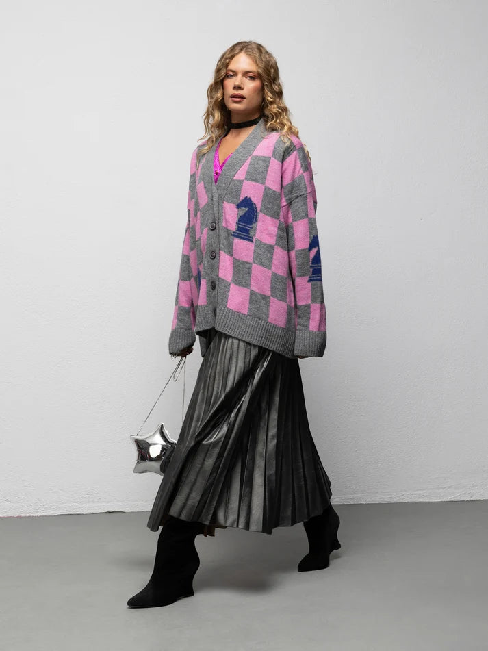 WE__ARE PALOMA KNIT CARDIGAN - CHESS PINK
