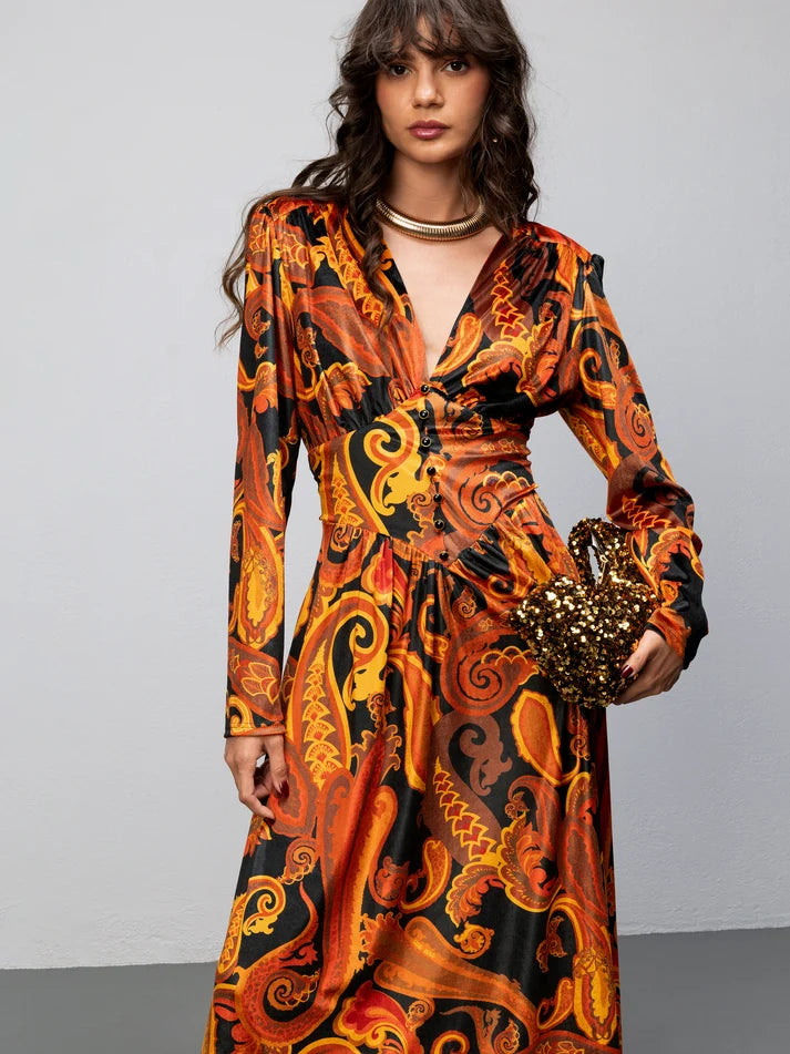 WE__ARE CASABLANCA DRESS - PAISLEY BLACK