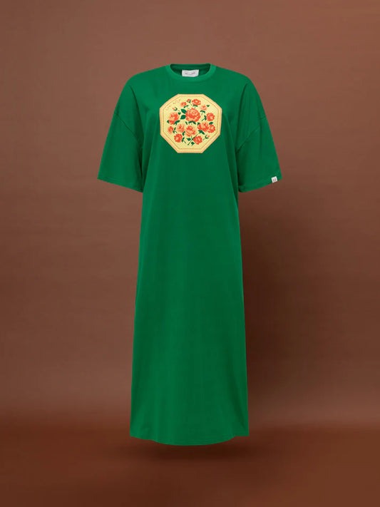 WE__ARE OVERSIZED MAXI T-SHIRT-DRESS - GREEN