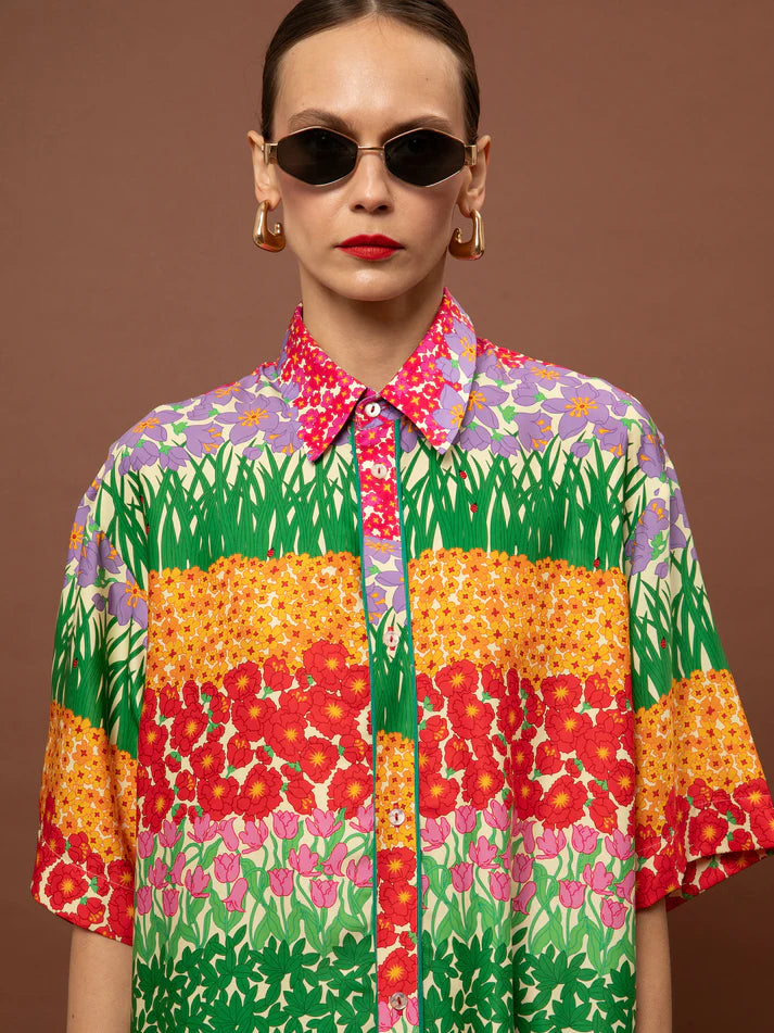 WE__ARE PAJAMA POPLIN SHIRT - GARDEN