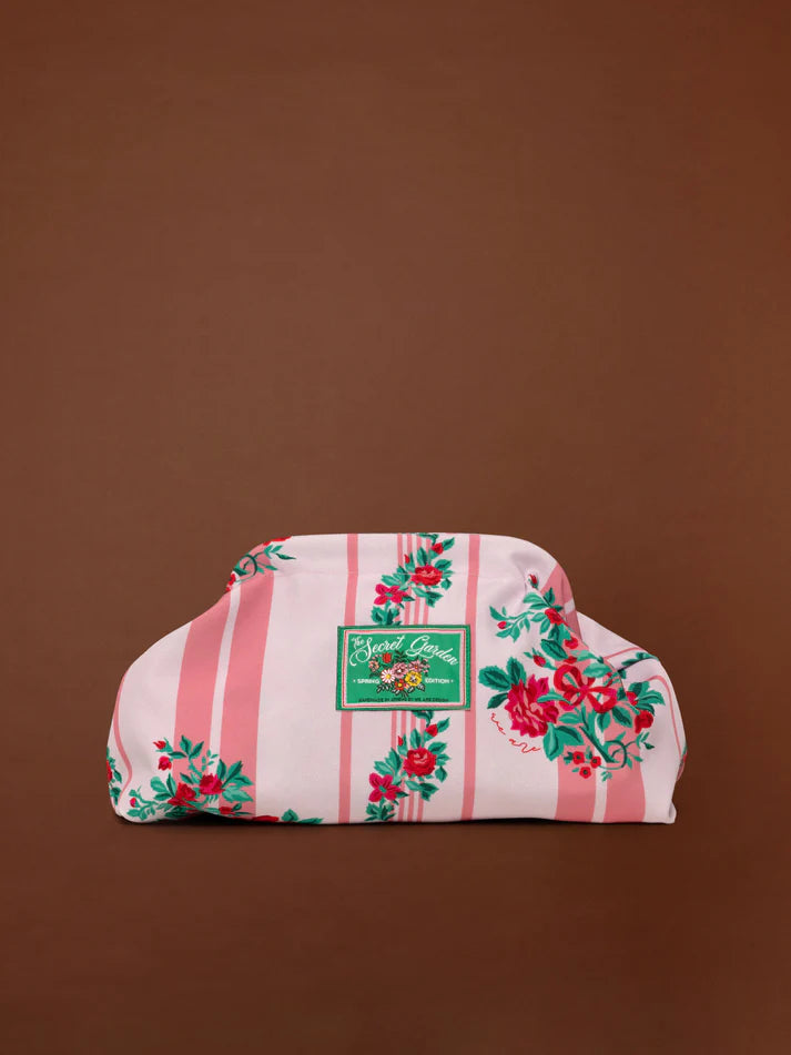 WE__ARE CLUTCH BAG - STRIPES ROSES