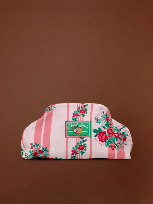 WE__ARE CLUTCH BAG - STRIPES ROSES