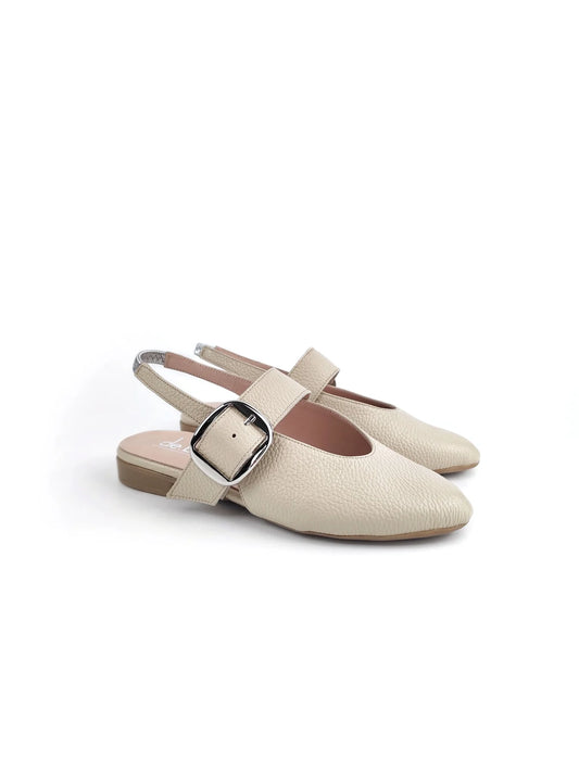 FLORENCE CREAM LEATHER SLINGBACKS